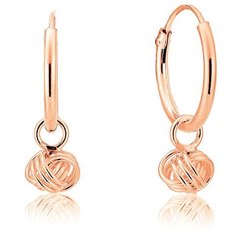 DTPsilver - Klein Creolen 14 mm mit Knoten - Ohrringe 925 Sterling Silber und Rose Vergoldet DTPsilver - Klein Creolen 14 mm mit Knoten - Ohrringe 925 Sterling Silber und Rose Vergoldet von DTPsilver