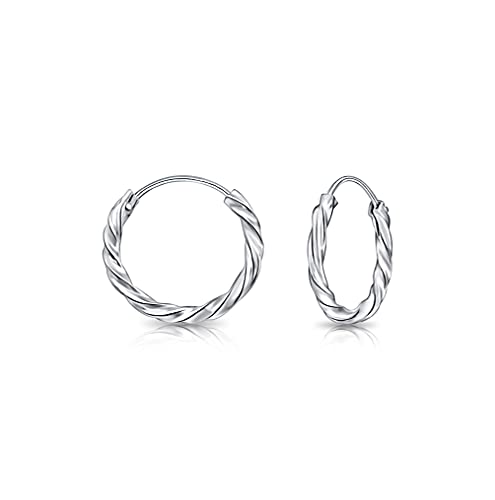 DTPsilver - Runde Creolen Verdrehte Ohrringe 925 Sterling Silber - Klein/Mittelgroße/Groß - Dicke 1.8 mm - Durchmesser: 10 mm von DTPsilver