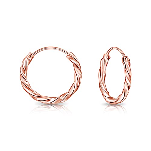 DTPsilver - Runde Creolen Verdrehte Ohrringe 925 Sterling Silber Rosen-Gold überzogen - Klein/Mittelgroße/Groß - Dicke 1.8 mm - Durchmesser: 16 mm DTPsilver - Runde Creolen Verdrehte Ohrringe 925 Sterling Silber Rosen-Gold überzogen - Klein/Mittelgroße/Groß - Dicke 1.8 mm - Durchmesser: 16 mm von DTPsilver