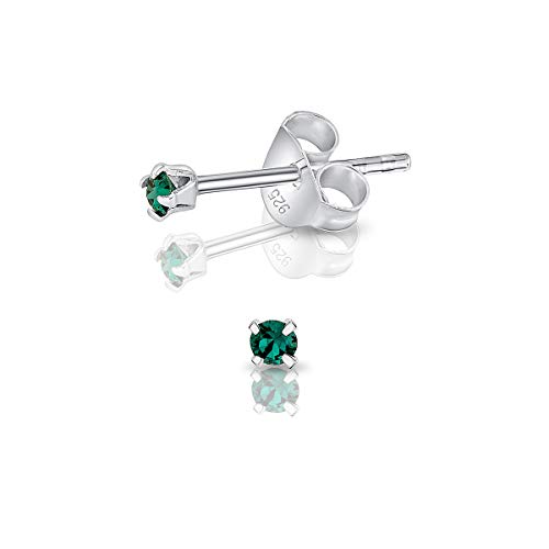 DTPsilver - Winzige Ohrringe 925 Sterling Silber mit Kristallen Runde Sehr kleine Ohrstecker - Durchmesser 2 mm - Farbe : Smaragd DTPsilver - Winzige Ohrringe 925 Sterling Silber mit Kristallen Runde Sehr kleine Ohrstecker - Durchmesser 2 mm - Farbe : Smaragd von DTPsilver