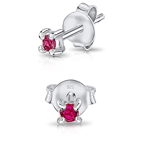DTPsilver - Winzige Ohrringe 925 Sterling Silber mit Kristallen von Swarovski® Elements Runde Sehr kleine Ohrstecker - Durchmesser 2 mm - Farbe : Rosa von DTPsilver