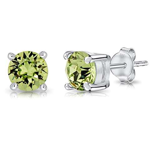 DTPsilver - Winzige Ohrringe 925 Sterling Silber mit Kristallen von Swarovski® Elements Runde Sehr kleine Ohrstecker - Durchmesser 5 mm - Farbe : Peridot von DTPsilver