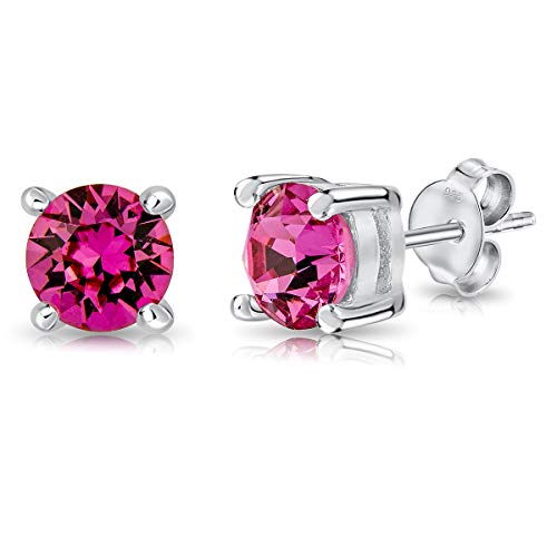 DTPsilver - Winzige Ohrringe 925 Sterling Silber mit Kristallen von Swarovski® Elements Runde Sehr kleine Ohrstecker - Durchmesser 5 mm - Farbe : Rosa von DTPsilver