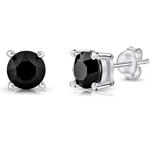 DTPsilver - Winzige Ohrringe 925 Sterling Silber mit Kristallen von Swarovski® Elements Runde Sehr kleine Ohrstecker - Durchmesser 5 mm - Farbe : Schwarz von DTPsilver