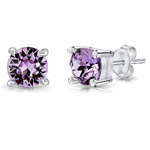 DTPsilver - Winzige Ohrringe 925 Sterling Silber mit Kristallen von Swarovski® Elements Runde Sehr kleine Ohrstecker - Durchmesser 5 mm - Farbe : Violett von DTPsilver