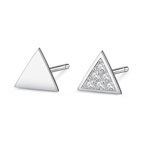 DTREEL Frauen Ohrringe S925 Silber Ohrstecker Frauen einfache Nische asymmetrische Diamant-Dreieck-Ohrringe Mode Frauenschmuck von DTREEL