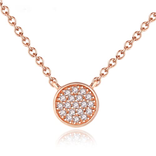 DTREEL Frauen Silber Halskette Rose Gold Farbe Halskette weiblich S925 Silber Anhänger Schlüsselbein Kette Halskette rund Temperament einfach weiblichen Schmuck von DTREEL