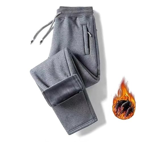 DTREEL Herren-Thermo-Hose, Fleece-Futter,Sporthose, Winter, Jogginghose, Freizeit, Fitnessstudio, Workout, Sweatpants Mit Taschen (Color : Gray1, Size : 5XL) von DTREEL