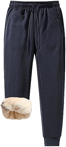 DTREEL Herren Winter Sherpa Fleece Jogginghose Jogging Jogger Kaschmir Gefütterte Jogginghose For Herren Jogginghose (Color : Navy Blue, Size : 6XL) von DTREEL