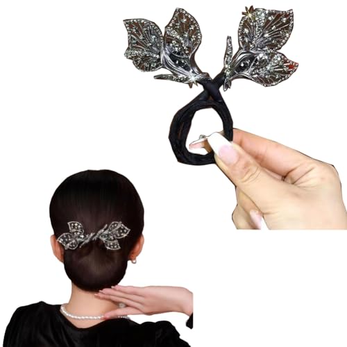 Strass Blume Haarspange, Walschwanz Strass Blume Haarspange, faule Haar Lockenwickler Frauen faule Haar Lockenwickler Schmetterling Twisting Haarspange Elegante Haarspange für Frauen von DTREELS