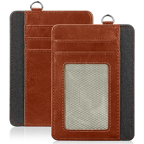DTTO Schlanke Brieftasche für Herren/Damen, kleine minimalistische Reise-Vordertasche, RFID-blockierend, Kreditkartenetui mit Ausweisfenster und D-Ring, A-BlackBrown, Modern von DTTO