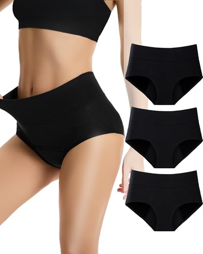 DTUOMO Periodenunterschwäsche Starke Blutung 60ML, Hoch Taille Perioden Unterschwäsche Langstapeliger Gekämmter Baumwolle Frauen & MäDchen (3er Pack) von DTUOMO