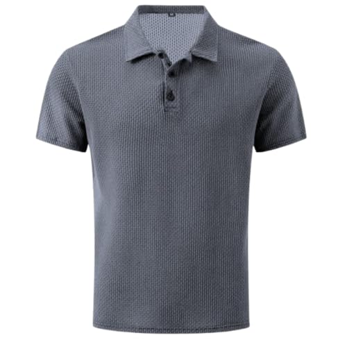 Breeze Shirts for Men Ultra Comfortable Polo Shirt Textured Breathable Quick Dry Refreshing Silky Ultra Comfortable (Grey,XL) von DTVKTZ