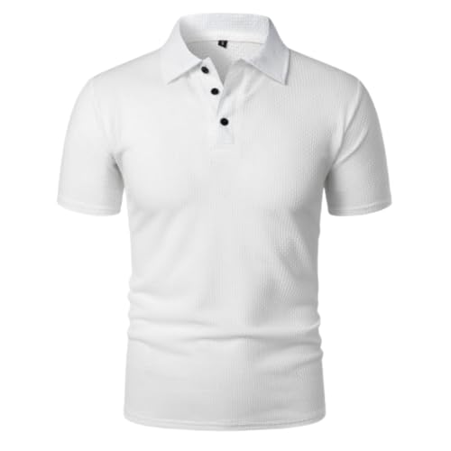 Breeze Shirts for Men Ultra Comfortable Polo Shirt Textured Breathable Quick Dry Refreshing Silky Ultra Comfortable (White,XL) von DTVKTZ