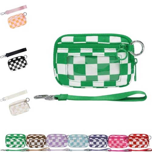 DTVKTZ The Iris 'Wallet 2nd Gen The Iris Wallet The Pouch Wristlet Zip Card Case mit ID-Fenster Women' S Waterproof Nylon Keychain Wallets (Grün) von DTVKTZ