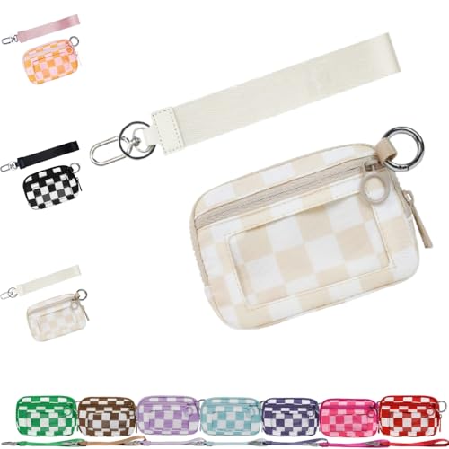 DTVKTZ The Iris 'Wallet 2nd Gen The Iris Wallet The Pouch Wristlet Zip Card Case mit ID-Fenster Women' S Waterproof Nylon Keychain Wallets (Beige) von DTVKTZ