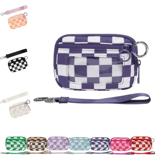 DTVKTZ The Iris 'Wallet 2nd Gen The Iris Wallet The Pouch Wristlet Zip Card Case mit ID-Fenster Women' S Waterproof Nylon Keychain Wallets (Dunkelviolett) von DTVKTZ