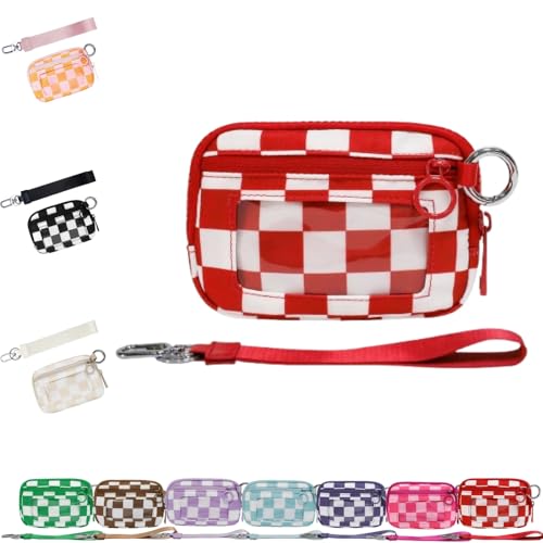 DTVKTZ The Iris 'Wallet 2nd Gen The Iris Wallet The Pouch Wristlet Zip Card Case mit ID-Fenster Women' S Waterproof Nylon Keychain Wallets (Rot) von DTVKTZ
