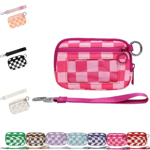 DTVKTZ The Iris 'Wallet 2nd Gen The Iris Wallet The Pouch Wristlet Zip Card Case mit ID-Fenster Women' S Waterproof Nylon Keychain Wallets (Rose Rot) von DTVKTZ