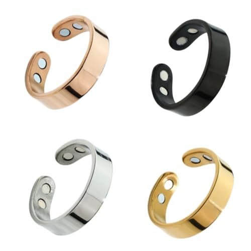 DTVKTZ Vayro Ring Adjustable Size Vayro Ring Original Magnetic Wellness Rings, Lightweight and Water-Resistant Stainless Steel Rings Unisex (4PCS) von DTVKTZ