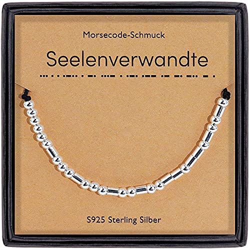 DTWAWA Morsecode Armband Geschenke für Freund 925 Sterling Silber Perlen Freundschaft Schmuck Geschenk für Frauen Sie von DTWAWA