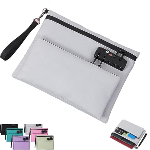 Reiseschlosstasche, doppellagige Anti-Diebstahl-Handtasche mit 3-stelligem Code, Geldtasche mit Schloss und Reißverschluss, Anti-Diebstahl-Bargeldaufbewahrungstaschen for Reisepass und Wertschutz(Gray Reiseschlosstasche, doppellagige Anti-Diebstahl-Handtasche mit 3-stelligem Code, Geldtasche mit Schloss und Reißverschluss, Anti-Diebstahl-Bargeldaufbewahrungstaschen for Reisepass und Wertschutz(Gray von DTWEFF