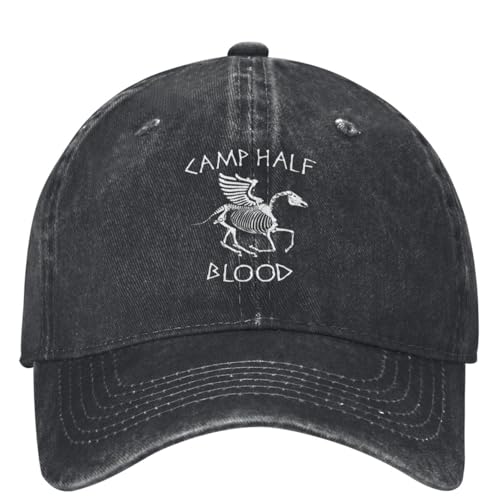 DTXFSHRU Klassisch l capPercy Jackson Camp Half-Blood Washed Baseball Cap Skeleton Pegasus Logo Trucker Dad Hat Sommer Unisex Herren Kpop Baseball Caps von DTXFSHRU