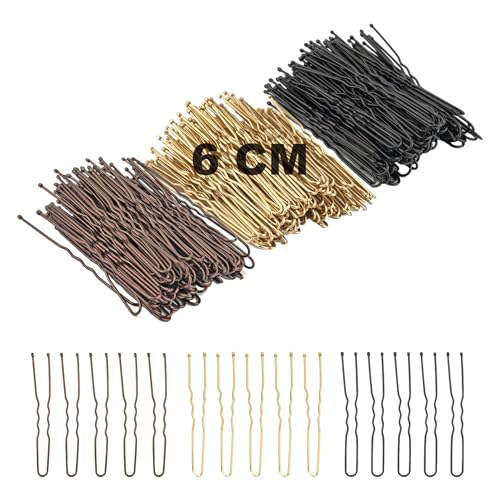 Haarnadeln Groß 150 Stück, 6cm Braun Gold Black U-förmige Haarklammern für dickes Haar, Bobby Pins mit Aufbewahrungsbox, Haarklemmen Damen, Haarschmuck für Frauen bei Hochzeit & Friseursalon von DTXLX