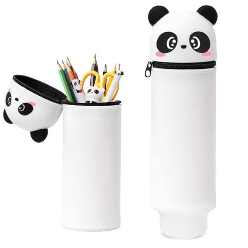 DTXYBC 2-in-1 Federmäppchen aus Weichem Silikon, Federtasche aus Weichem Silikon für Stifte, Kawaii Federmäppchen, Mäppchen Tiere, Stand Up Federmäppche, Stifthalter Federmappe Mädchen Junge von DTXYBC