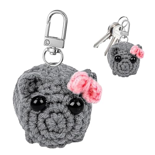 DTXYBC Trauriger Hamster Schlüsselanhänger, Sad Hamster Schlüsselanhänger, Hamster Kuscheltier Meme Plüschtier, Traurige Hamster Strickpuppe, Gehäkelter Trauriger Sad Hamster Häkel Puppen von DTXYBC