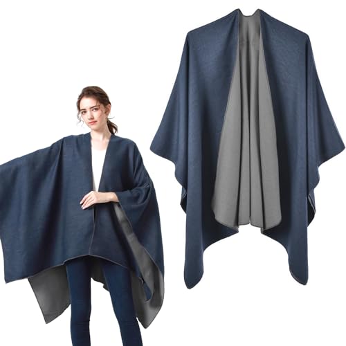 DTYGUIXE Damen Poncho Schal Wrap Poncho Schal Poncho-Umhang Winter Poncho-Schal Warme Damen Schal Damen Elegant Poncho Beidseitig Damen Poncho Cape Winter Umhang für Frühling, Herbst, Winter von DTYGUIXE