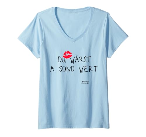 Damen DU WÄRST A SÜND WERT X Wiesn Tracht Dirndl Liebe Oktoberfest T-Shirt mit V-Ausschnitt Damen DU WÄRST A SÜND WERT X Wiesn Tracht Dirndl Liebe Oktoberfest T-Shirt mit V-Ausschnitt von DU WÄRST A SÜND WERT - Bavarian Couture Okoberfest