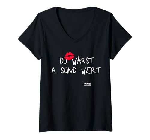 Damen DU WÄRST A SÜND WERT X Wiesn Tracht Dirndl Liebe Oktoberfest T-Shirt mit V-Ausschnitt Damen DU WÄRST A SÜND WERT X Wiesn Tracht Dirndl Liebe Oktoberfest T-Shirt mit V-Ausschnitt von DU WÄRST A SÜND WERT - Bavarian Couture Okoberfest