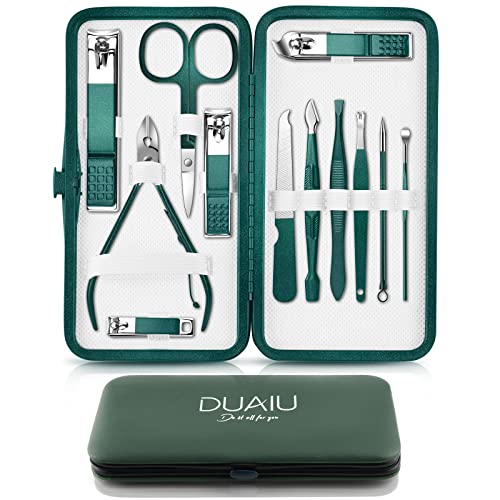 DUAIU Maniküre Set,12-Teiliges Nagelknipser Maniküre Pediküre Set,Alltäglich Nagelschere Set,Nagelpflegeset Professionelle Nagelset,Nageletui Damen Männer,Fingernagel Pflege Set für Reise von DUAIU