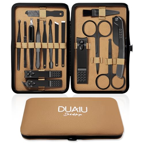 DUAIU Maniküre Set Damen 16-Teiliges Professionelles Nagelknipser Maniküre Pediküre Set für Männer Mit Reiseetui Edelstahl-Nagelset von DUAIU