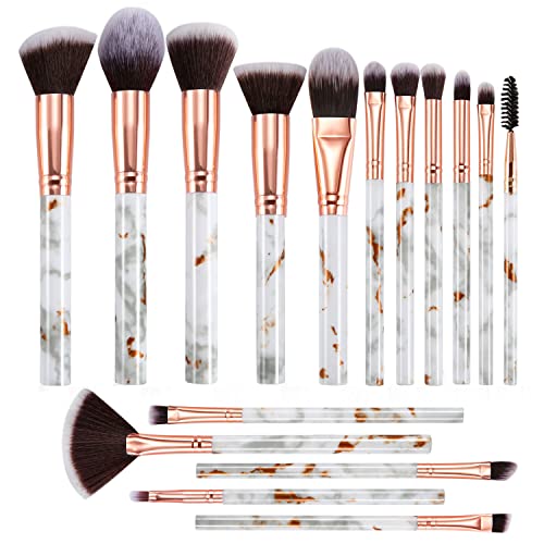 Pinselset Makeup DUAIU 16 Stück Professionelle Pinsel Set Marmor Gesicht Make Up Pudercreme Puder Foundation Lidschatten Concealer Eyeshadow Schmink Pinsel Mit Schminktasche von DUAIU