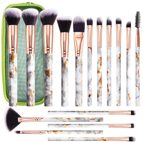 Pinselset Makeup DUAIU 16 Stück Professionelle Pinsel Set Marmor Gesicht Make Up Pudercreme Puder Foundation Lidschatten Concealer Eyeshadow Schmink Pinsel Mit Schminktasche von DUAIU
