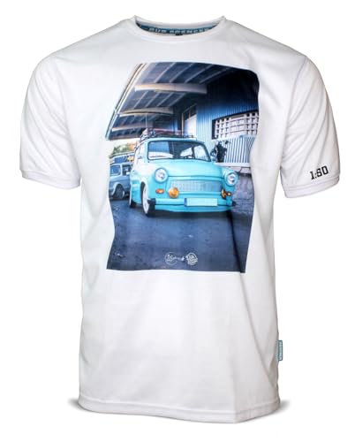 DUB SPENCER Herren Premium T-Shirt Zweitakter | Kurzarm Männer Trabi Shirt in Weiss | von S - 5XL | mit großem Print & Gummi Patch (Größe: XL) von DUB SPENCER