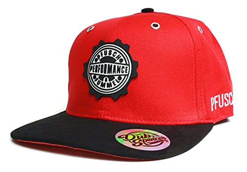 DUB SPENCER Pfusch & Fummel Performance | Premium Snapback Basecap in Rot-Schwarz | samtig weicher Schirm & 3D Gummi Label | Dub (Schirm: gebogen) von DUB SPENCER