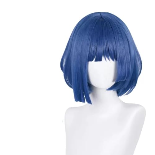 Cosplay Anime Synthetik Perücke, Cosplay Perücke 30cm kurz dunkelblau grau Perücken Mode hitzebeständig Perücke von DUBTEDHOU