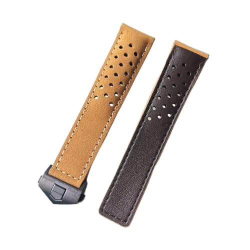 DUBTEDHOU Retro-Lederarmband, Uhrenarmband Leder for Aquaracer Carrera Monaco Multicolor Mehrere Größen(Brown1 black clasp,22mm) von DUBTEDHOU