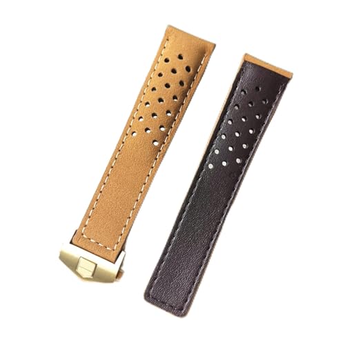 DUBTEDHOU Retro-Lederarmband, Uhrenarmband Leder for Aquaracer Carrera Monaco Multicolor Mehrere Größen(Brown1 gold clasp,24mm) von DUBTEDHOU