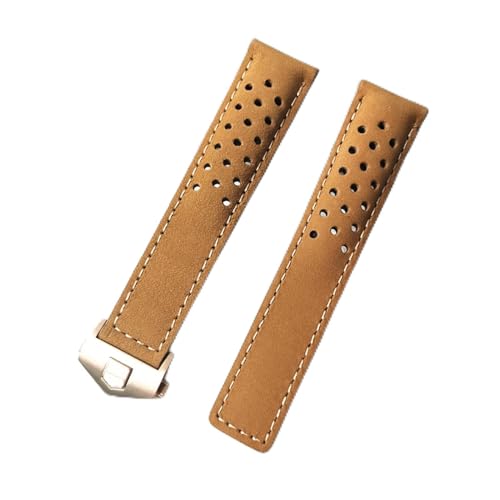DUBTEDHOU Retro-Lederarmband, Uhrenarmband Leder for Aquaracer Carrera Monaco Multicolor Mehrere Größen(Brown1 rose clasp,22mm) von DUBTEDHOU