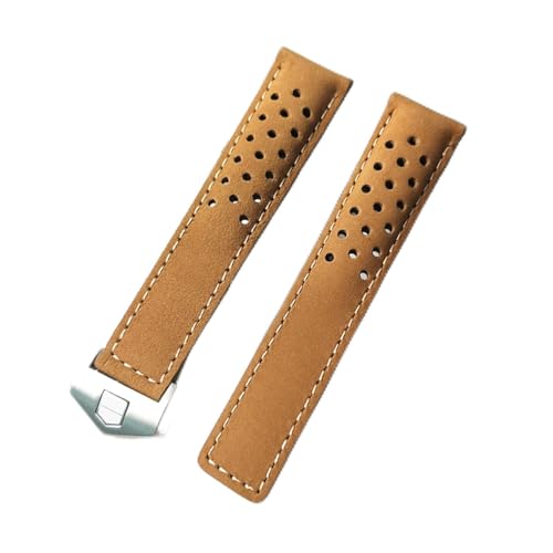 DUBTEDHOU Retro-Lederarmband, Uhrenarmband Leder for Aquaracer Carrera Monaco Multicolor Mehrere Größen(Brown1 silver clasp,22mm) von DUBTEDHOU