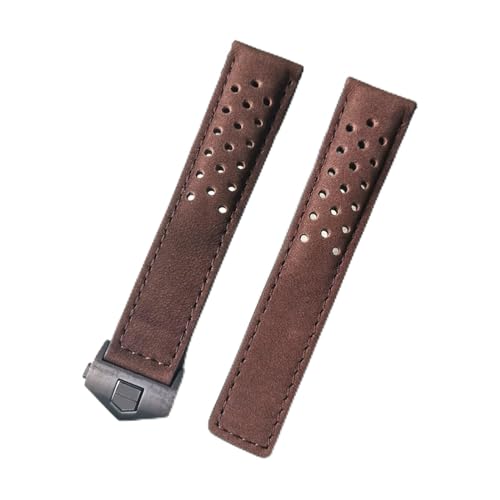 DUBTEDHOU Retro-Lederarmband, Uhrenarmband Leder for Aquaracer Carrera Monaco Multicolor Mehrere Größen(Brown2 black clasp,24mm) von DUBTEDHOU