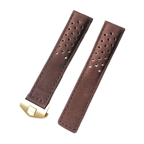 DUBTEDHOU Retro-Lederarmband, Uhrenarmband Leder for Aquaracer Carrera Monaco Multicolor Mehrere Größen(Brown2 gold clasp,20mm) von DUBTEDHOU