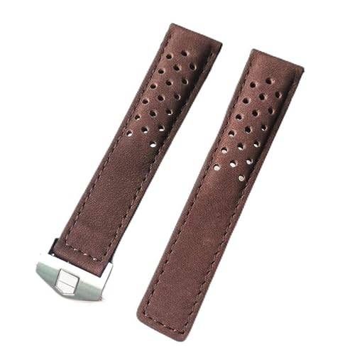 DUBTEDHOU Retro-Lederarmband, Uhrenarmband Leder for Aquaracer Carrera Monaco Multicolor Mehrere Größen(Brown2 silver clasp,24mm) von DUBTEDHOU