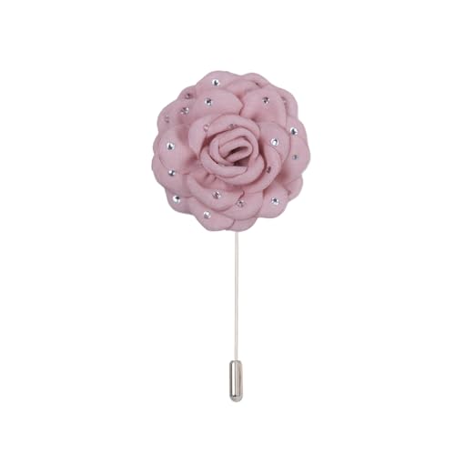 Satinblume Anstecknadel Anstecker Hochzeit Boutonn 10/20 STÜCKE 8 * 10 CM Strass Silber Satin Blume Anstecknadel Abzeichen Blume Rose Blume/Rose Anstecknadel Brosche Pin(Leather Pink) von DUBTEDHOU