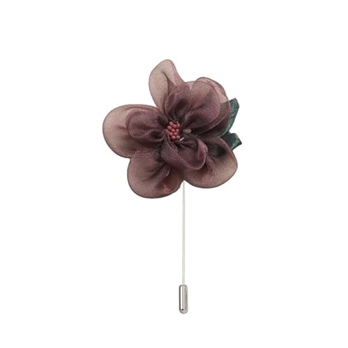 DUBTEDHOU Satinblume Anstecknadel Anstecker Hochzeit Boutonn 10/20 Stück 7 x 10 cm tief lila Silber Satin Blume Anstecknadel Abzeichen Blume Rose Blume/Rose Anstecknadel Brosche Pin(Coffee) von DUBTEDHOU