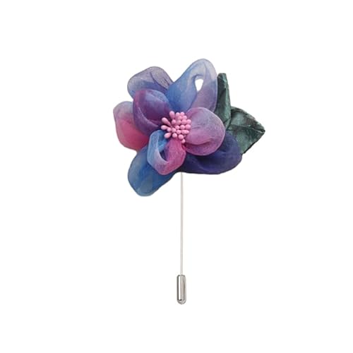 Satinblume Anstecknadel Anstecker Hochzeit Boutonn 10/20 Stück 7 x 10 cm tief lila silber Satin Blume Anstecknadel Abzeichen Blume Rose Blume/Rose Anstecknadel Brosche Pin(Color blue) von DUBTEDHOU